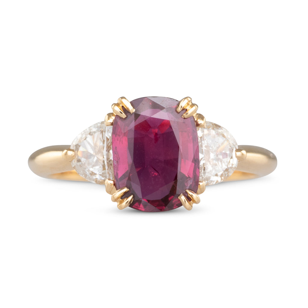 Ruby & Diamond Three Stone Ring