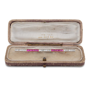 Ruby & Diamond Bar Brooch