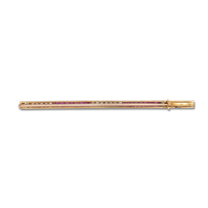 Ruby & Diamond Bar Brooch