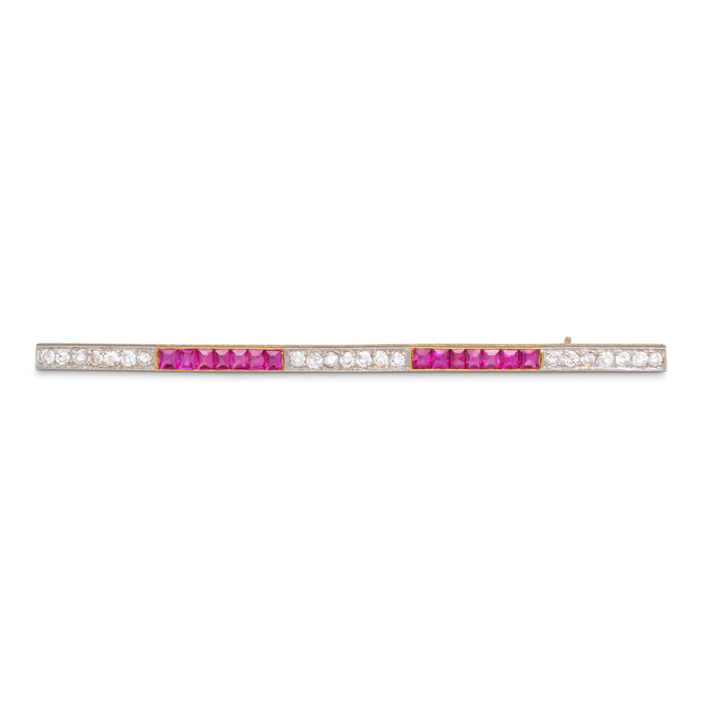 Ruby & Diamond Bar Brooch