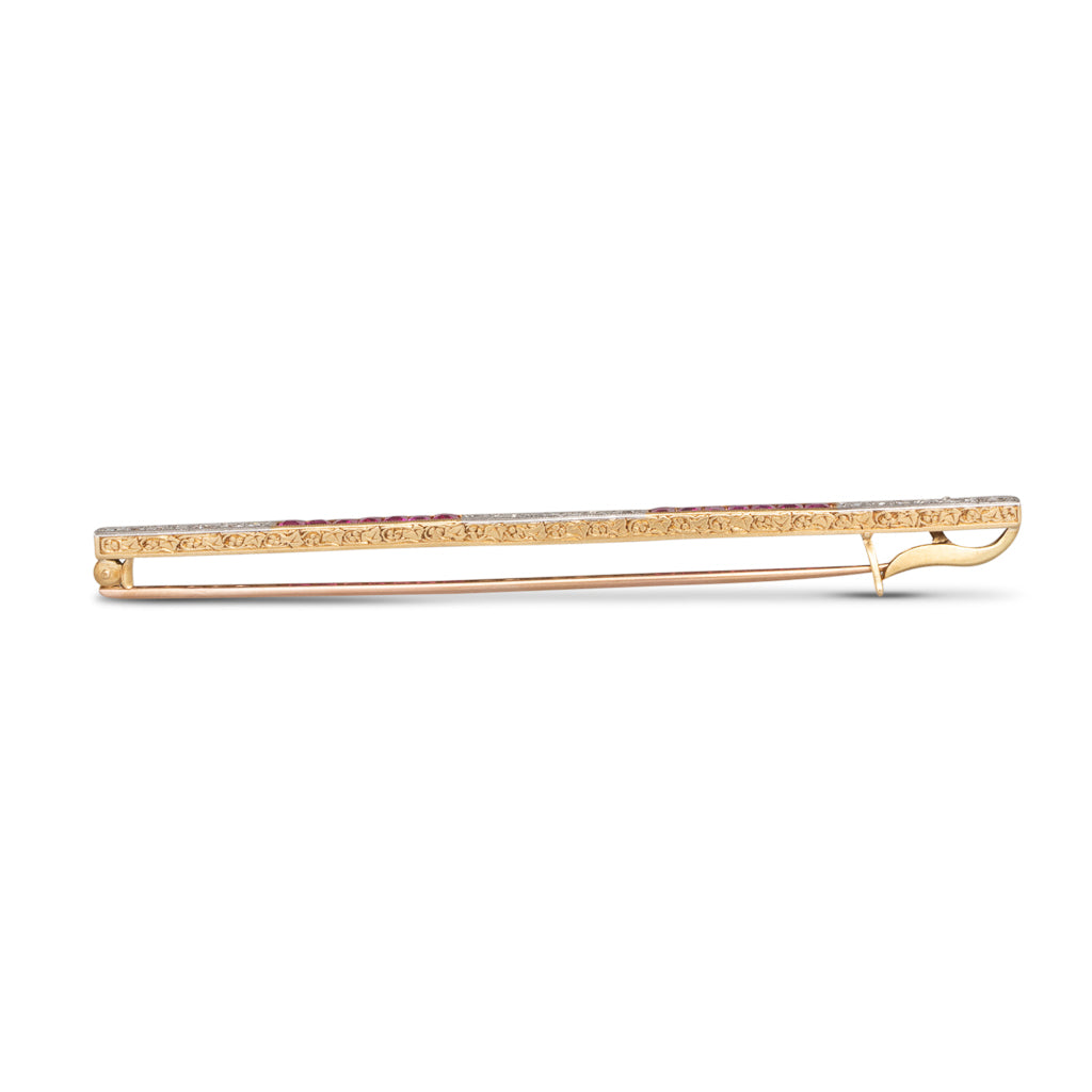 Ruby & Diamond Bar Brooch