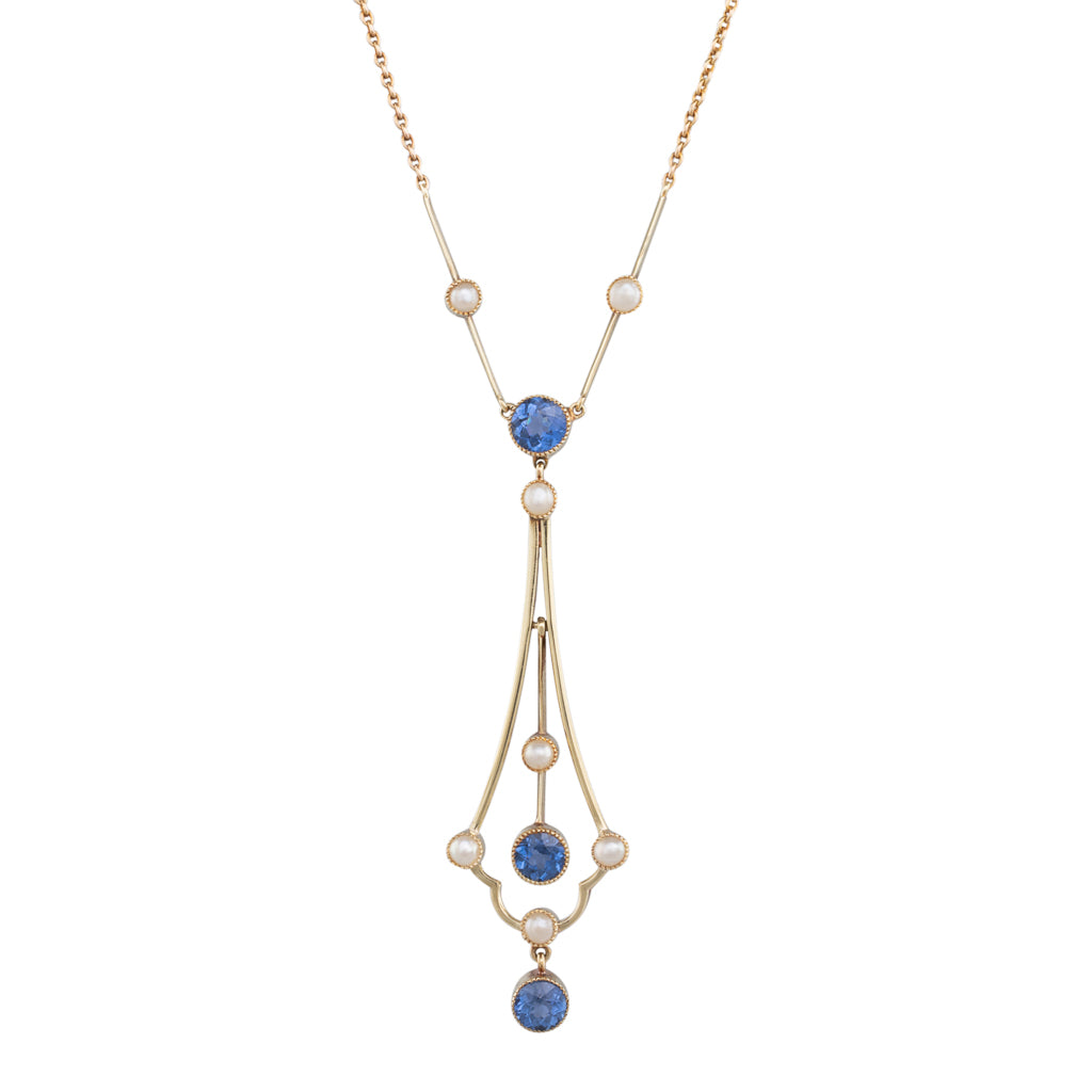 Antique Sapphire & Pearl Pendant
