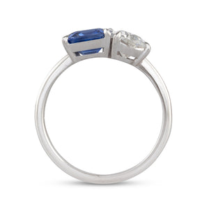 Diamond & Sapphire Toi et Moi Ring