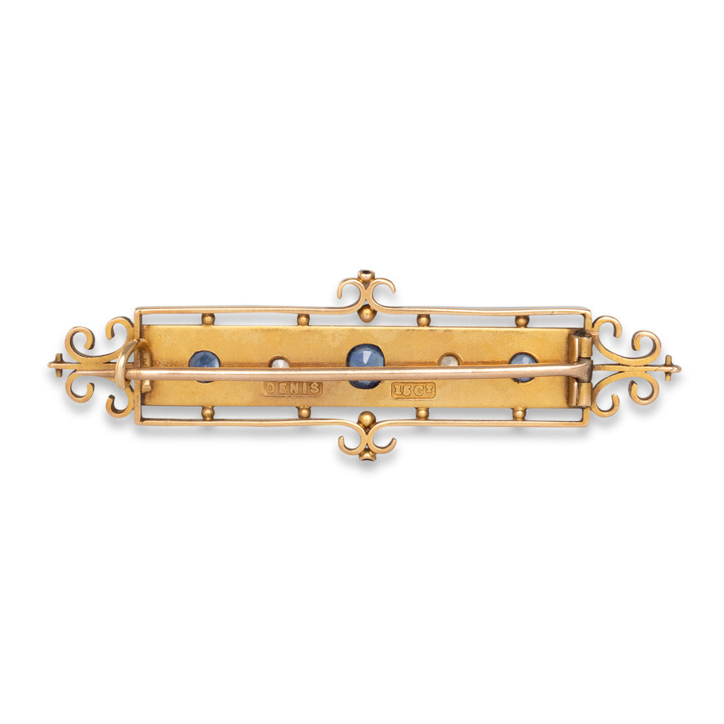 Antique Sapphire Bar Brooch