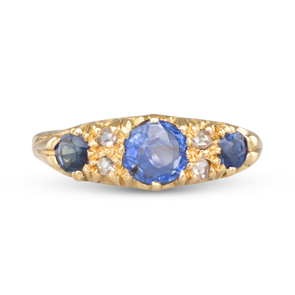 Sapphire & Diamond Half Hoop Ring