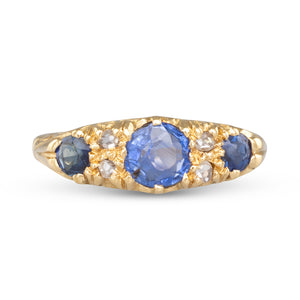 Sapphire & Diamond Half Hoop Ring