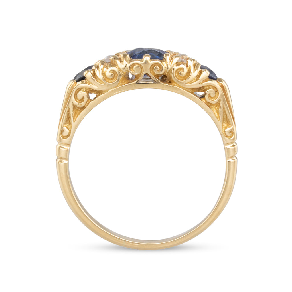 Sapphire & Diamond Half Hoop Ring