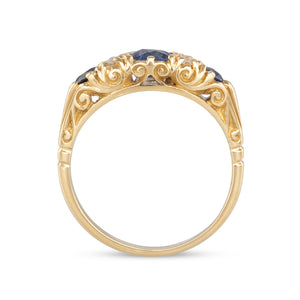 Sapphire & Diamond Half Hoop Ring