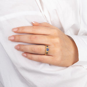 Sapphire & Diamond Half Hoop Ring