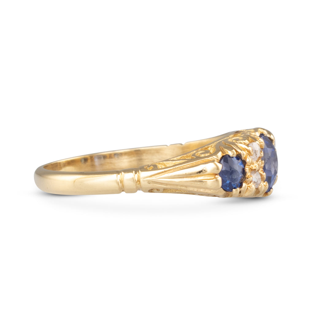 Sapphire & Diamond Half Hoop Ring