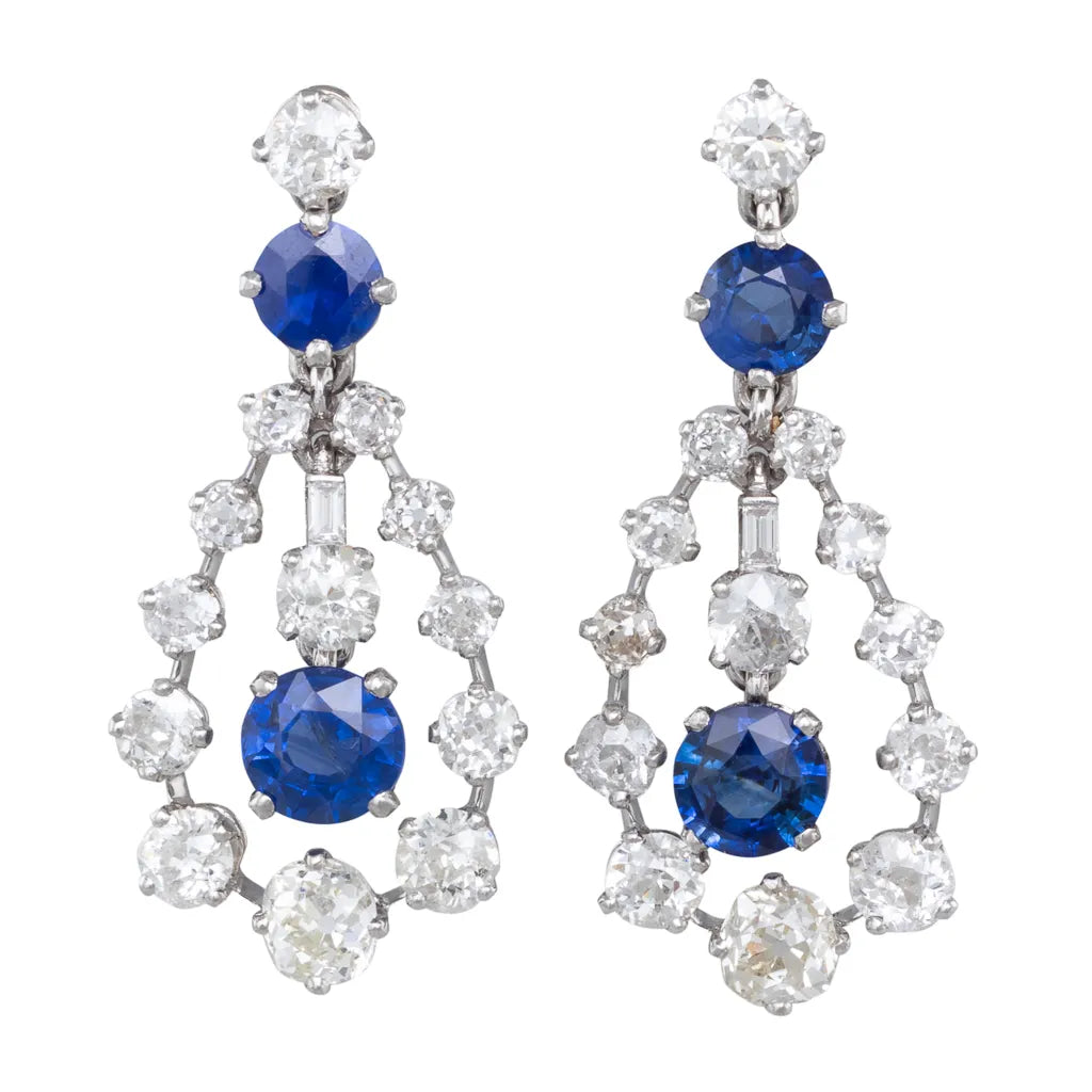 Antique Diamond & Sapphire Earrings