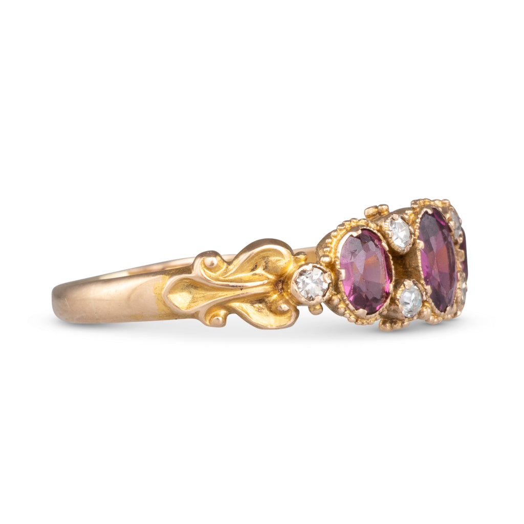 Victorian Three Stone Garnet Ring