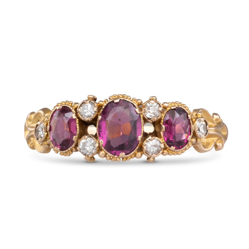 Victorian Three Stone Garnet Ring