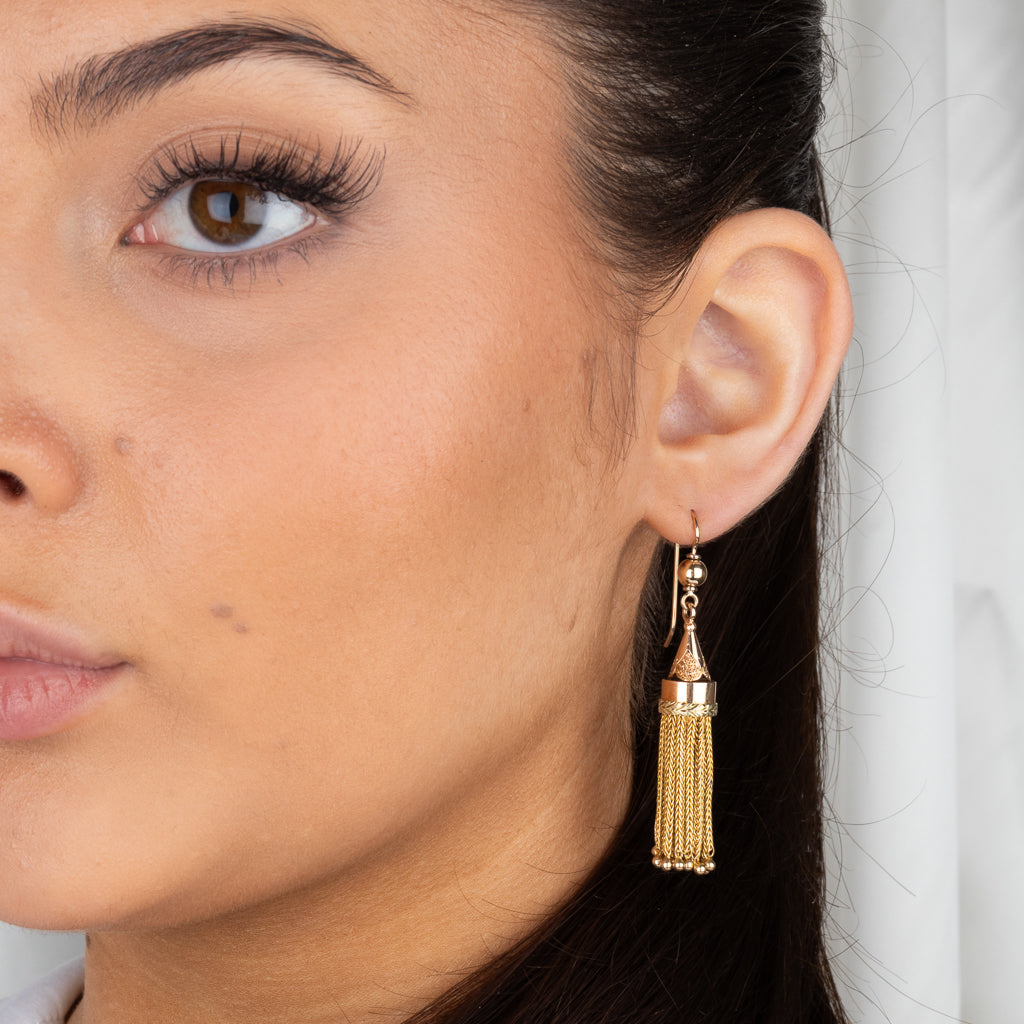 Two Tone 14ct Tassel Earrings