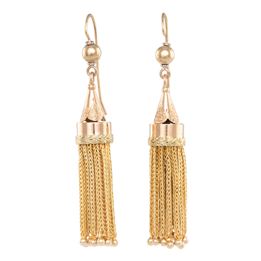 Two Tone 14ct Tassel Earrings