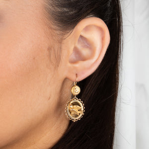 Victorian Gold Earrings with Birds