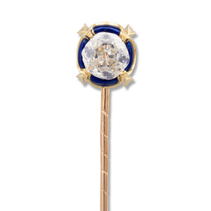Old Cut Diamond Enamelled Stick Pin