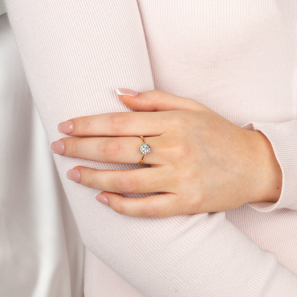 Aquamarine Cluster Ring