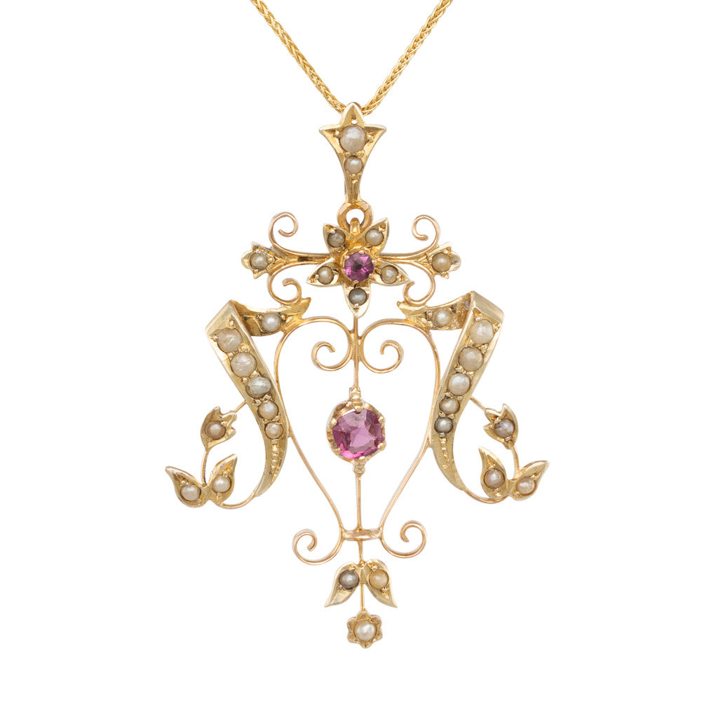 Antique Pendant with Seed Pearls