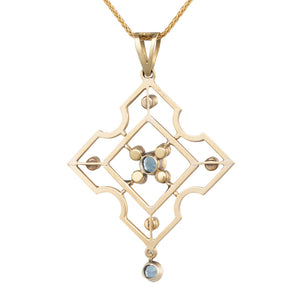 Pendant with Aquamarine & Seed Pearls