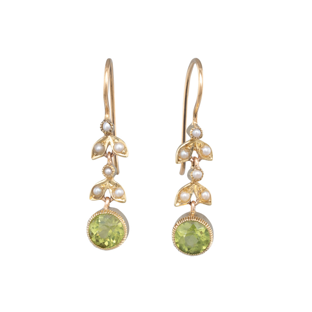 Peridot & Seed Pearl Earrings