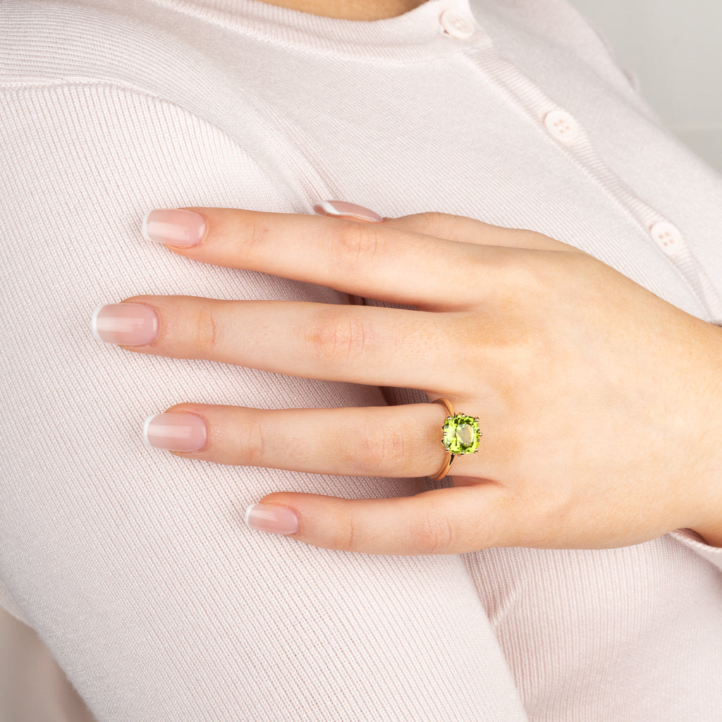 Cushion Cut Peridot Ring