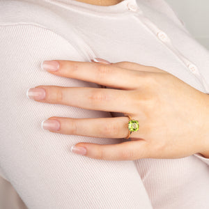Cushion Cut Peridot Ring
