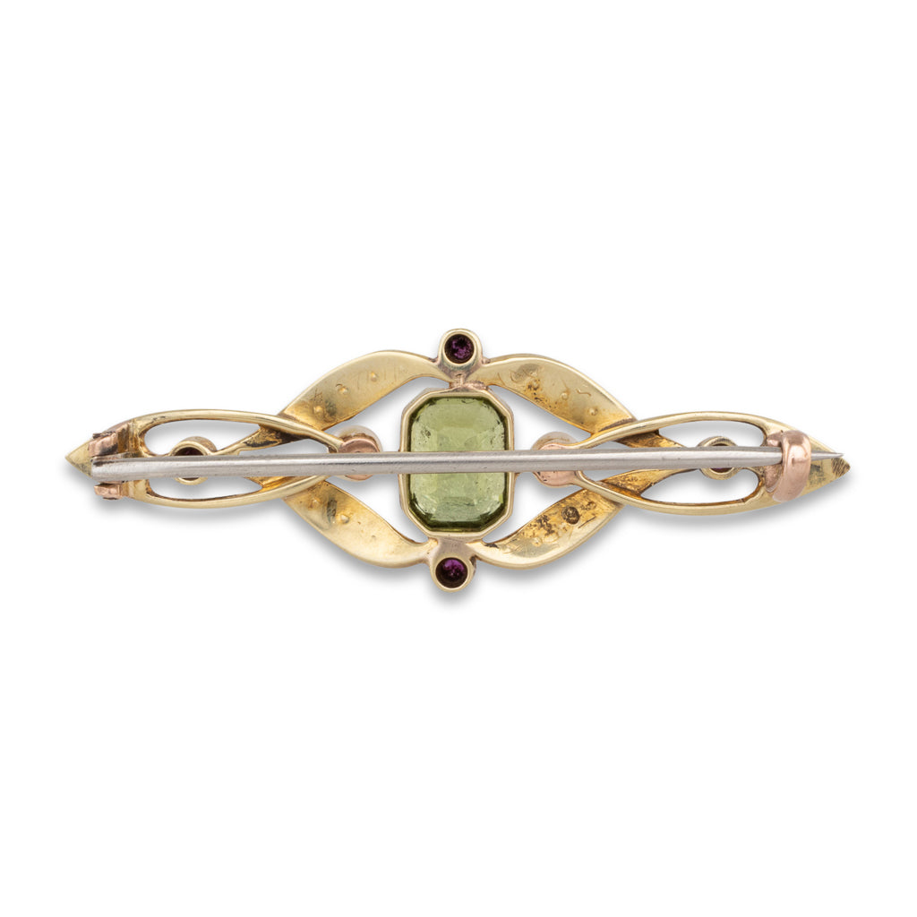 Antique Peridot and Pearl Brooch