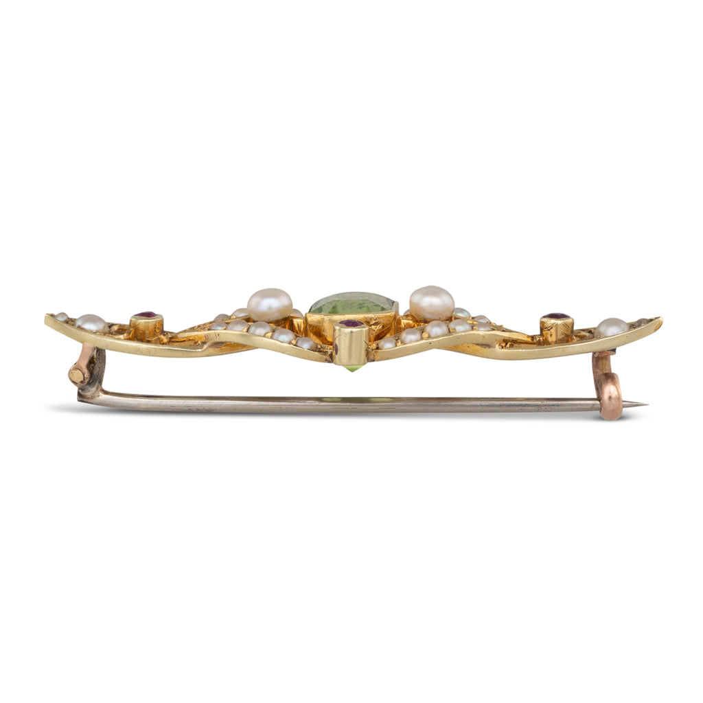Antique Peridot and Pearl Brooch