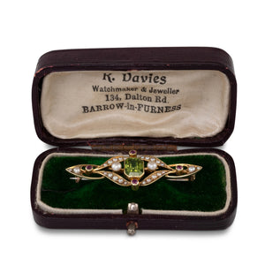 Antique Peridot and Pearl Brooch