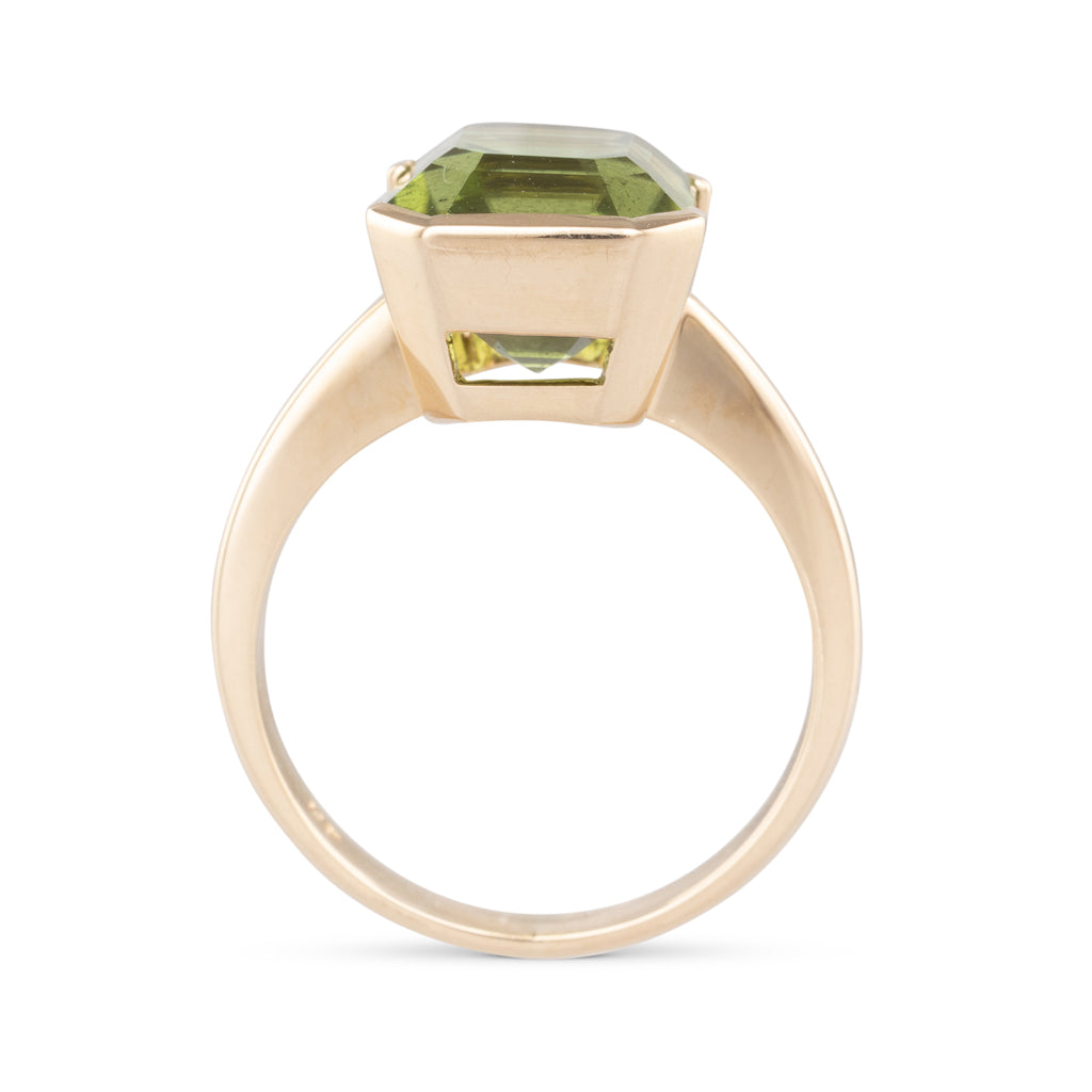 Emerald Cut Peridot Ring