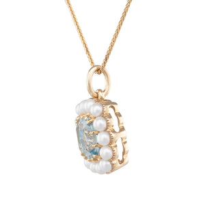 Aquamarine & Pearl Cluster Pendant