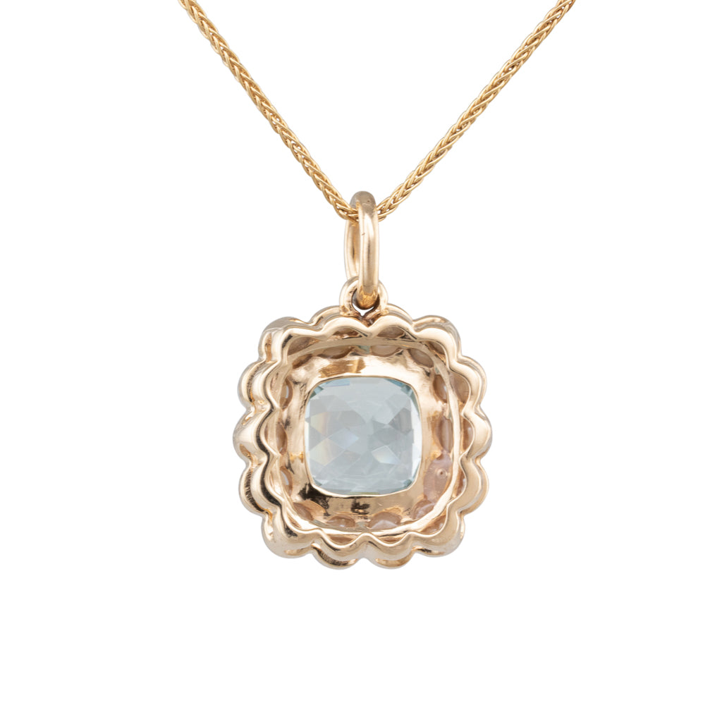 Aquamarine & Pearl Cluster Pendant
