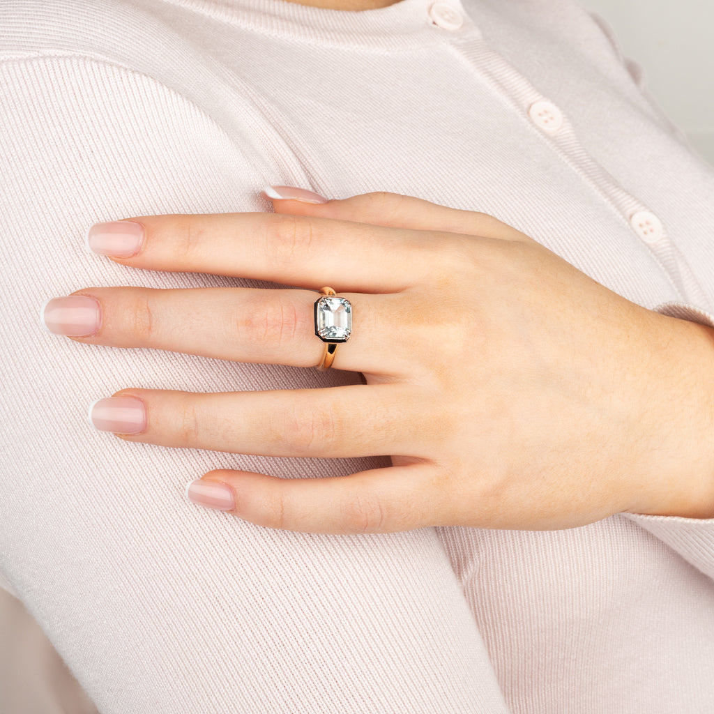 Emerald Cut Aquamarine Ring