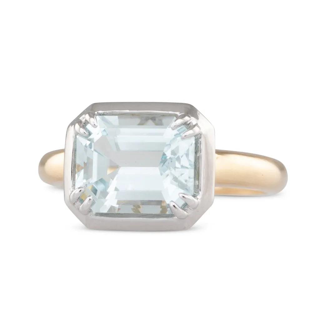 Emerald Cut Aquamarine Ring