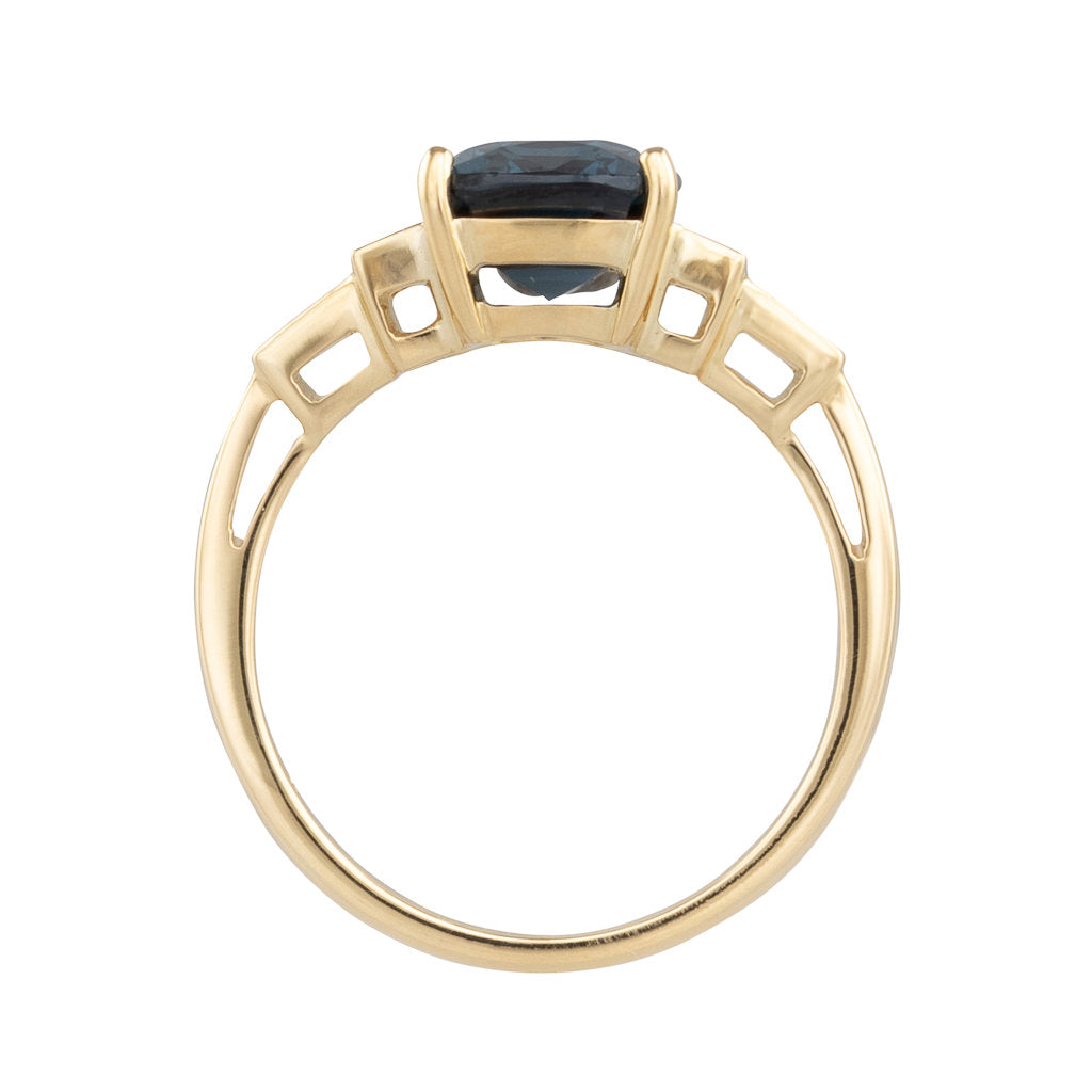 Unheated Blue Spinel & Diamond Ring
