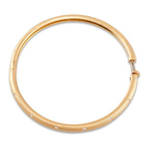 Textured Gold Bangle with Diamonds