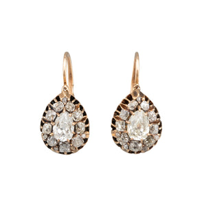 Antique Pear Cut Diamond Earrings