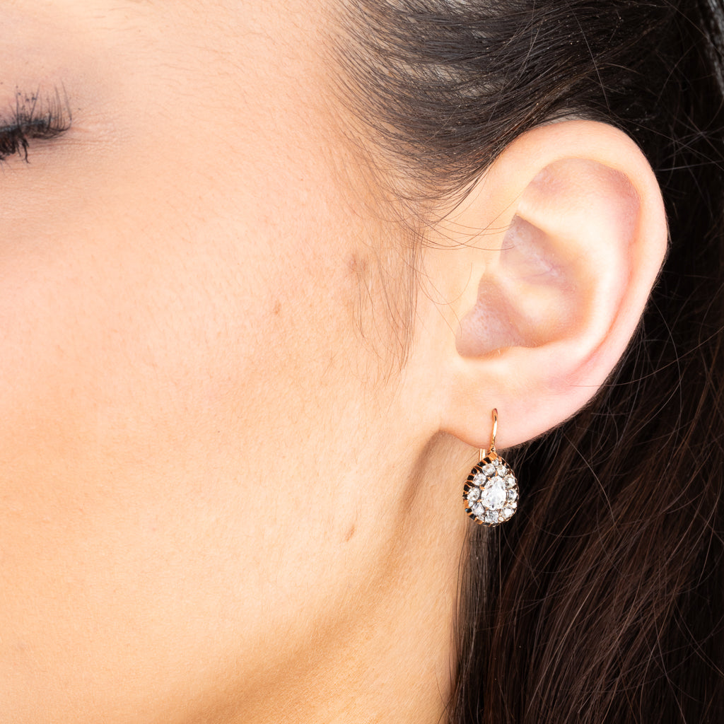 Antique Pear Cut Diamond Earrings