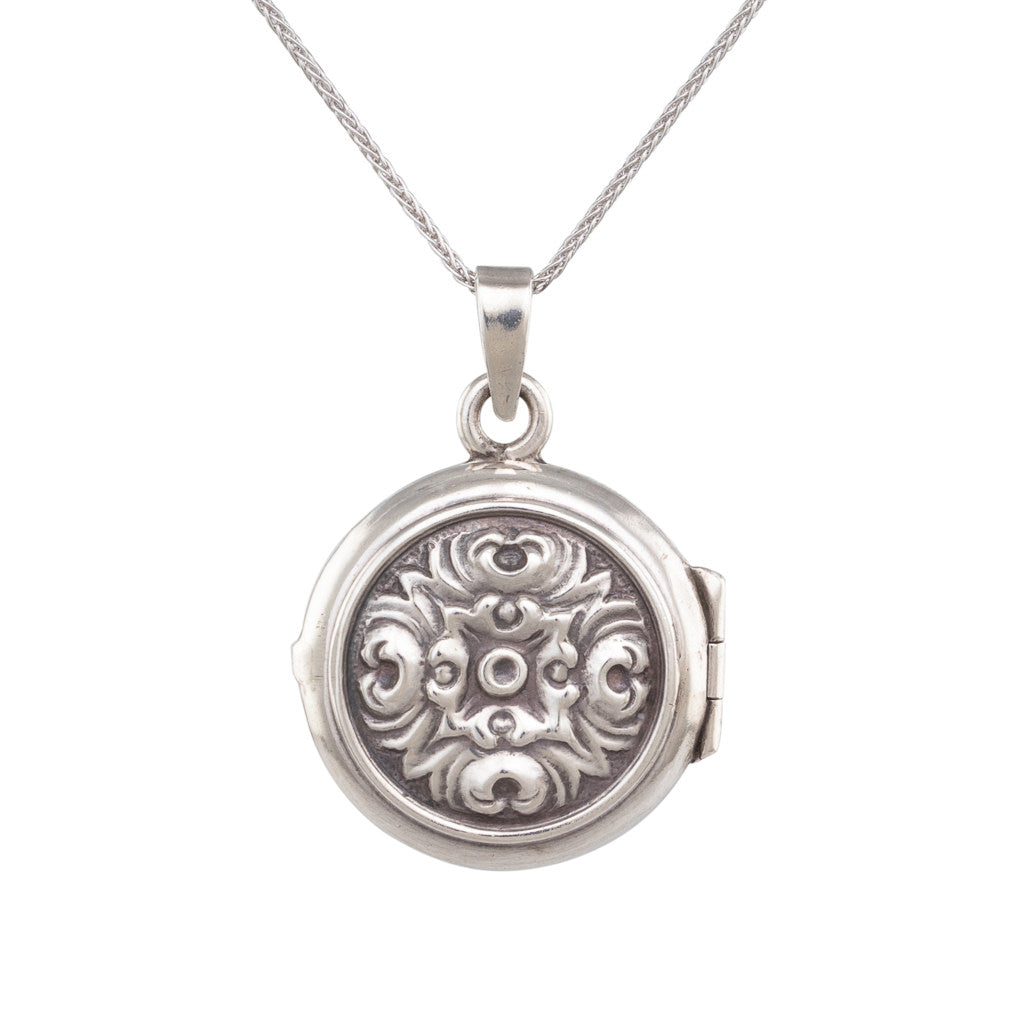 Round Silver Floral Locket