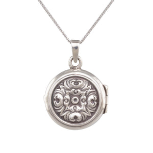 Round Silver Floral Locket