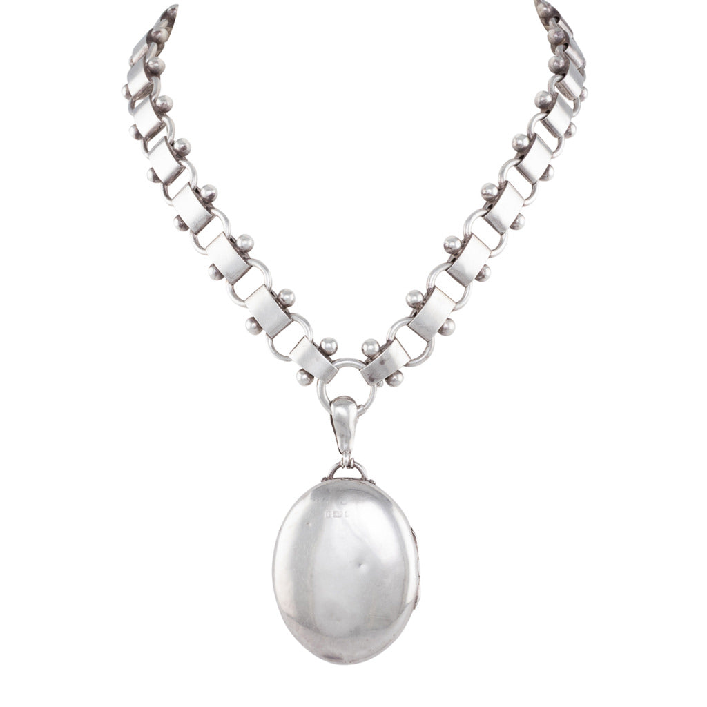 Antique Silver Locket and Collar