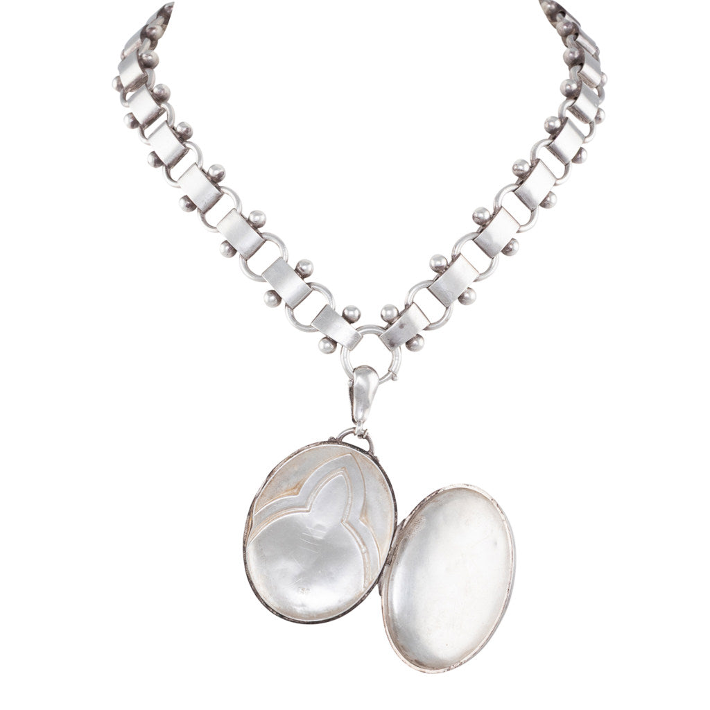 Antique Silver Locket and Collar