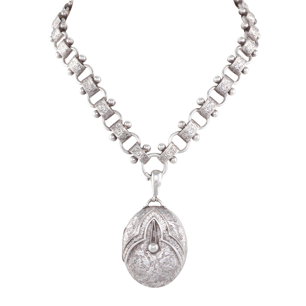 Antique Silver Locket and Collar