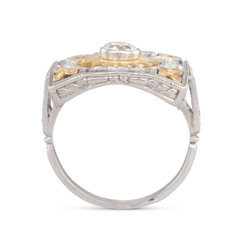 Two Tone Diamond Flower Ring