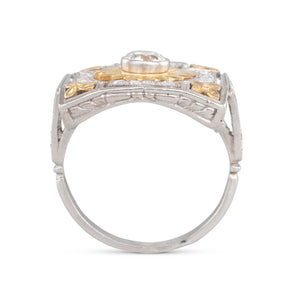 Two Tone Diamond Flower Ring