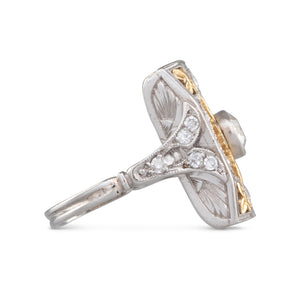 Two Tone Diamond Flower Ring