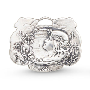 Silver Art Nouveau Luggage Tag