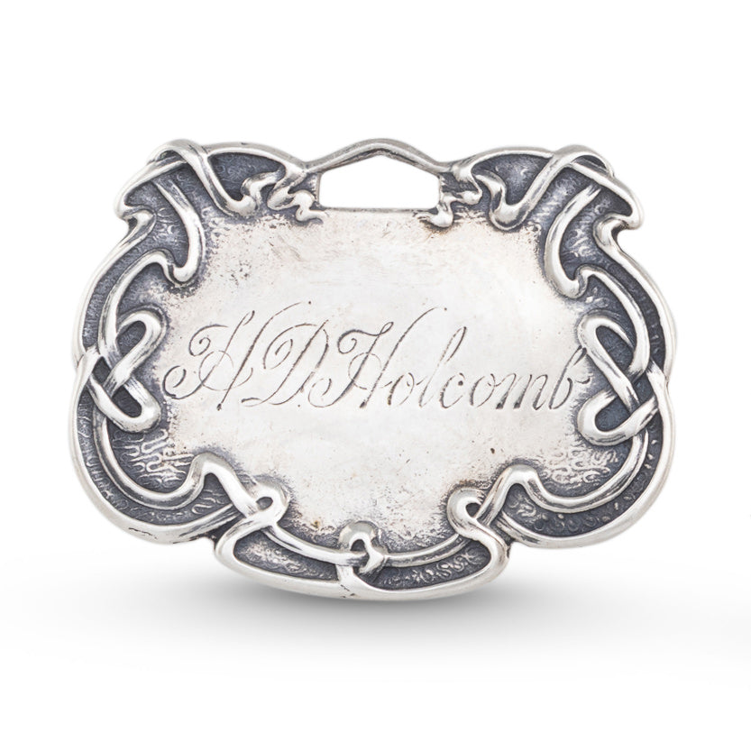 Silver Art Nouveau Luggage Tag