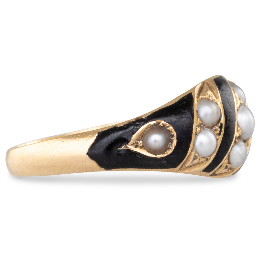 Antique Seed Pearl & Enamel Ring